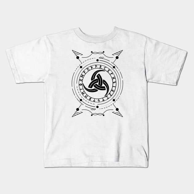 Triple Horn of Odin | Norse Pagan Symbol Kids T-Shirt by CelestialStudio